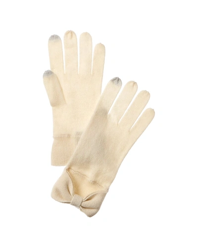 Forte Cashmere Bow Cashmere Gloves In White