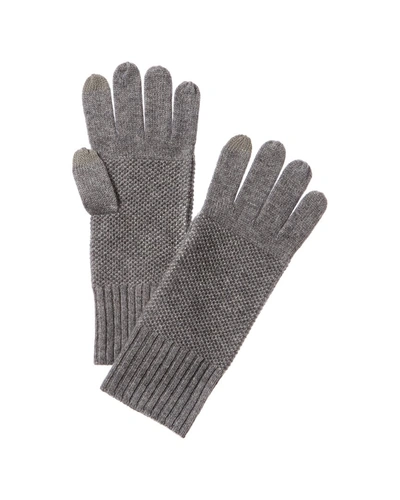 Forte Cashmere Luxe Textured Cashmere Gloves In Grey