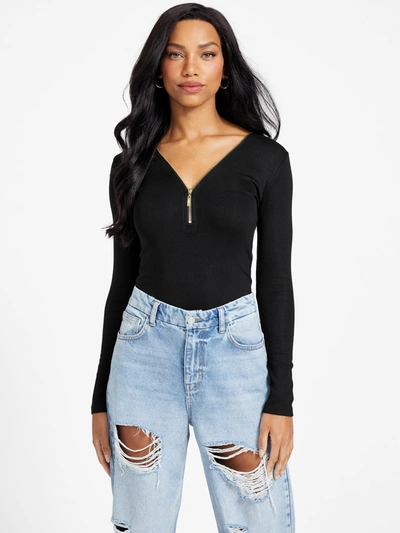 Guess Factory Travis Ribbed Top In Black