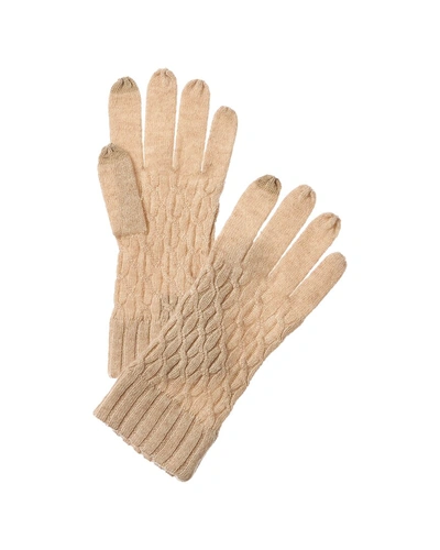 Forte Cashmere Cable Texture Stitch Cashmere Gloves In Brown