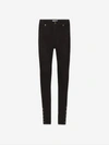 Frame The Snapped High-rise Denim Leggings In Black