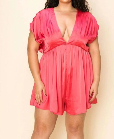 The Sang Plus Size Deep Plunge Romper In Pink