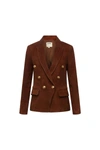 L AGENCE KENZIE DOUBLE BREASTED BLAZER IN BROWN