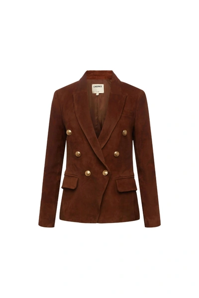 L Agence Kenzie Double Breasted Blazer In Fawn/ivory Large Horse