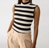 Sanctuary Essential Stripe Mock Neck Rib Sleeveless Top In Multi