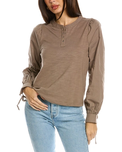 Design History Combo Henley Shirt In Brown