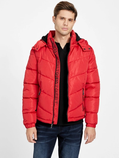 Guess Factory Chano Quilted Puffer Jacket In Red