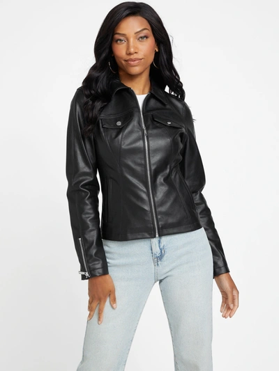 Guess Factory Zeta Faux-leather Jacket In Black
