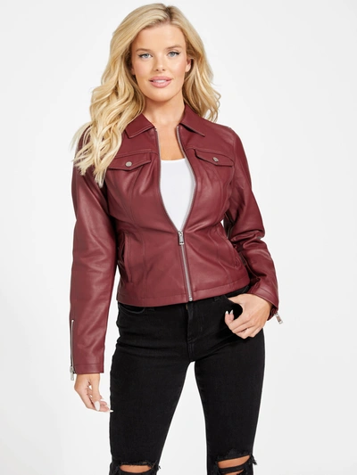 Guess Factory Jayna Faux-leather Jacket In Red