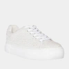 Betsey Johnson Sidny Pearl Rhinestone Platform Sneakers In Ivory In Beige