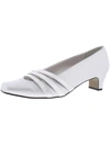 Easy Street Entice Womens Satin Square Toe Kitten Heels In White