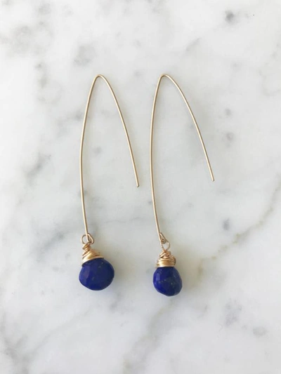 A Blonde And Her Bag Jill Long Wire Drop Earring In Sapphire In Blue