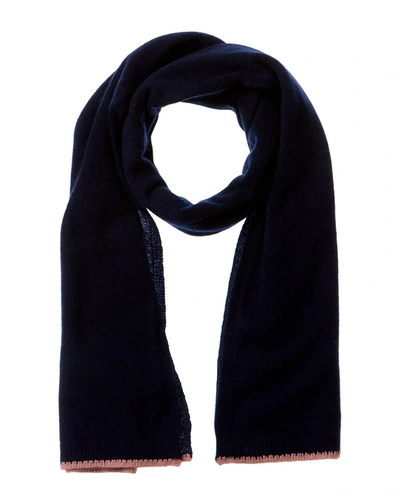 Scott & Scott London Blanket Stitch Cashmere Scarf In Blue