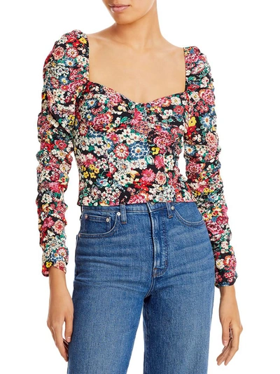 Wayf Womens Floral Smocked Cropped In Multi