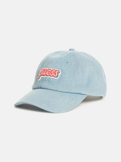 Guess Factory Denim Patch Baseball Hat In Blue