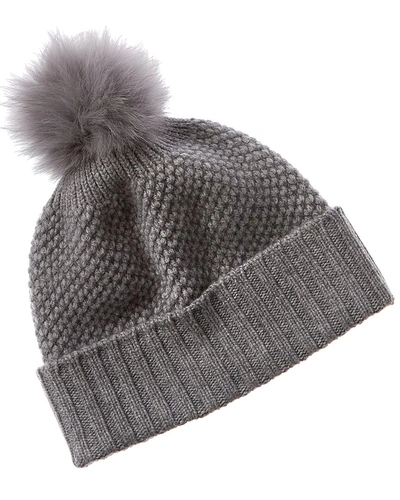Forte Cashmere Chunky Pompom Cashmere Hat In Grey