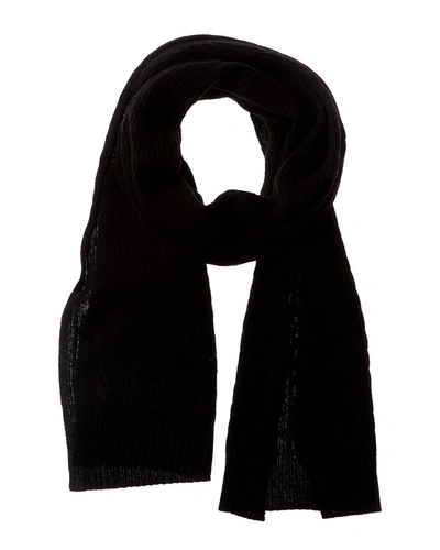 Forte Cashmere Cable Texture Stitch Cashmere Scarf In Black