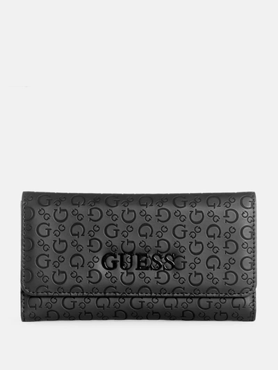Guess Factory Bowie Debossed Logo Slim Clutch Wallet In Black