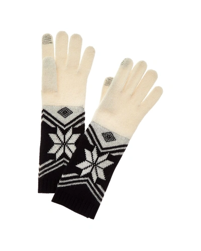 Hannah Rose Snowflake Fair Isle Cashmere Gloves In Black