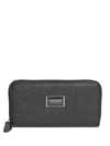 Guess Factory Abree Logo Saffiano Medium Zip-around Wallet In Black