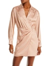 Aqua Womens Satin Printed Mini Dress In Brown