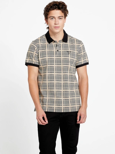 Guess Factory Manny Plaid Polo In Beige