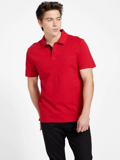 Guess Factory Eco Kevin Embroidered Polo In Red
