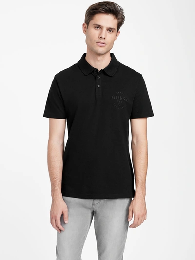 Guess Factory Eco Kevin Embroidered Polo In Black