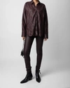 Zadig & Voltaire Tamara Crinkled Leather Shirt In Gold