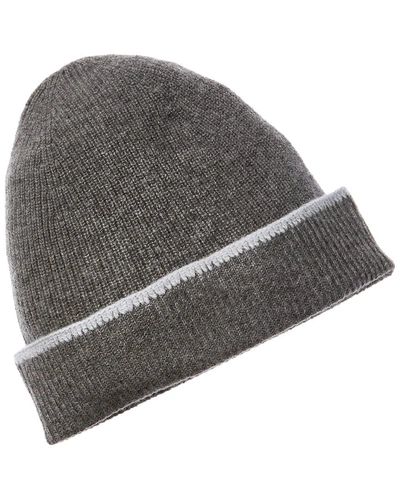 Scott & Scott London Blanket Stitch Cashmere Beanie In Grey