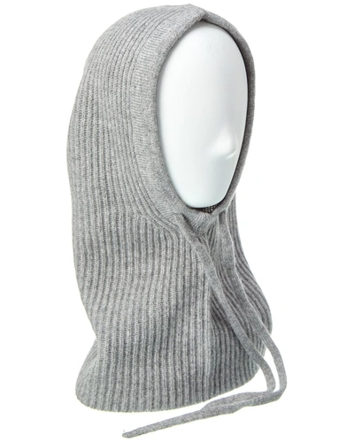 Amicale Cashmere Ribbed Knit Cashmere Hood In Grey