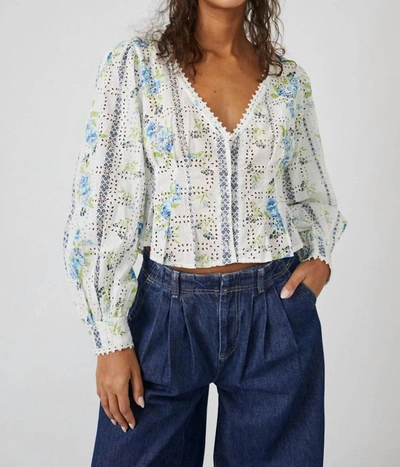 FREE PEOPLE BLOSSOM EYELET TOP IN WHITE