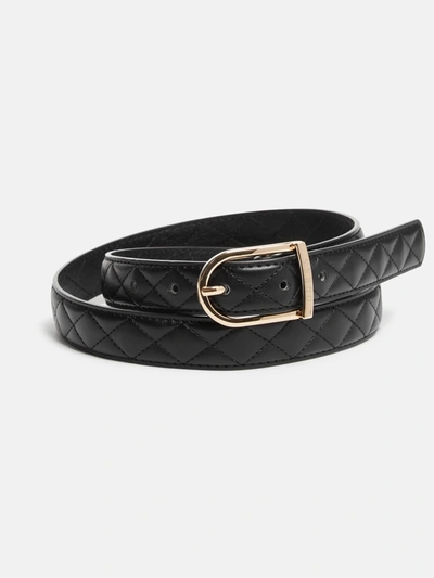 Guess Factory Quilted Skinny Belt In Black