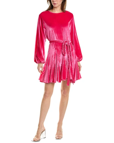 Beulah Velour Mini Dress In Pink