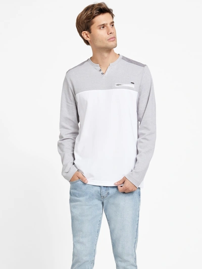 Guess Factory Karman Color-block Long-sleeve Tee In White