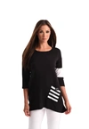 ANGEL STRIPE POCKET FLOWY TUNIC IN BLACK/WHITE