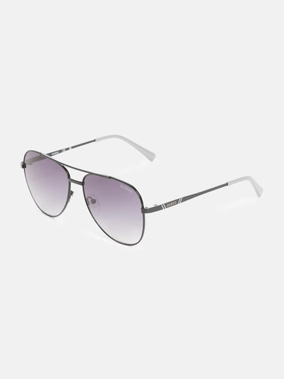 Guess Factory Striped Metal Aviator Sunglasses In Multi