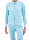 JUICY COUTURE WOMEN DOO WOP SNAP COLLAR VELOUR TRACK JACKET L IN LIGHT BLUE