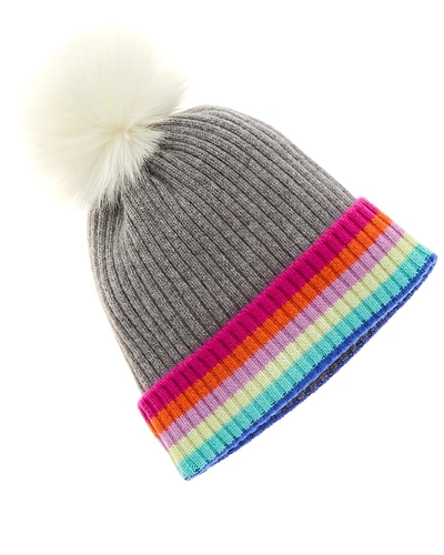 Hannah Rose Rainbow Tipped Cashmere Hat In Grey