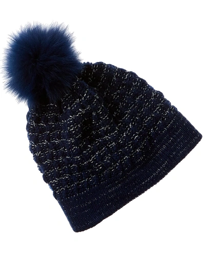 Forte Cashmere Lux Cable Pompom Wool & Cashmere-blend Hat In Blue