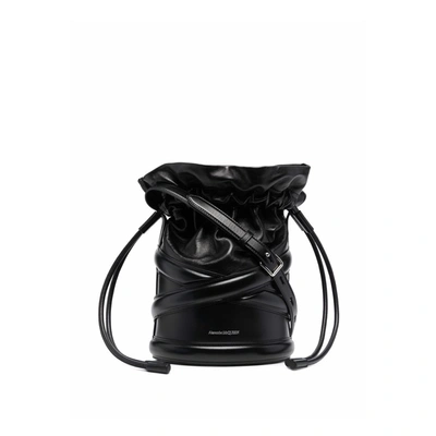 Alexander Mcqueen Soft Curve Large Bucket Bag In Black