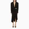 David Koma Black Satin Midi Chemisier In Black