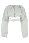 Kiko Kostadinov Stretch Cotton Blend Blouse With Bell Sleeves In Grey