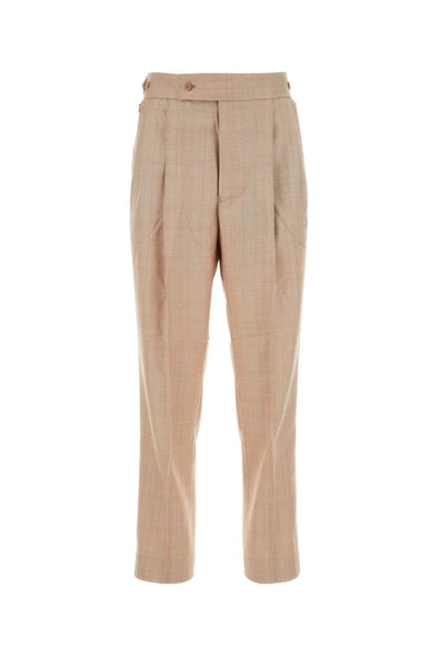 Needles Pleated Cropped Trousers With Embroidered Check Pattern In Printed