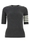 Thom Browne Striped Detail Shortsleeved Jumper In Grey