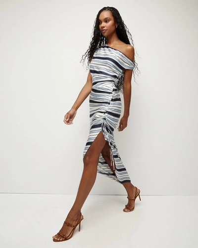 Veronica Beard Kadie Striped Stretch-silk Dress In Blue Multi