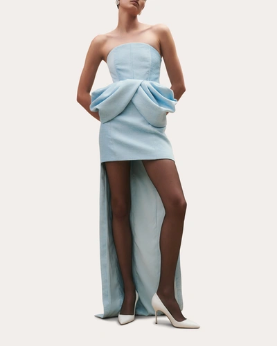 Hellessy Denysia Bustle High-low Bustier Mini Dress In Blue