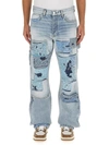 Amiri Patchwork Bandana Carpenter Straight Jean In Denim
