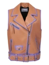 Stand Studio Tan And Lilac Biker Vest In Brown