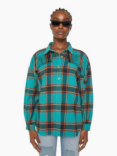 Mother The Fringe Benefits Plaid Shirt In Blue